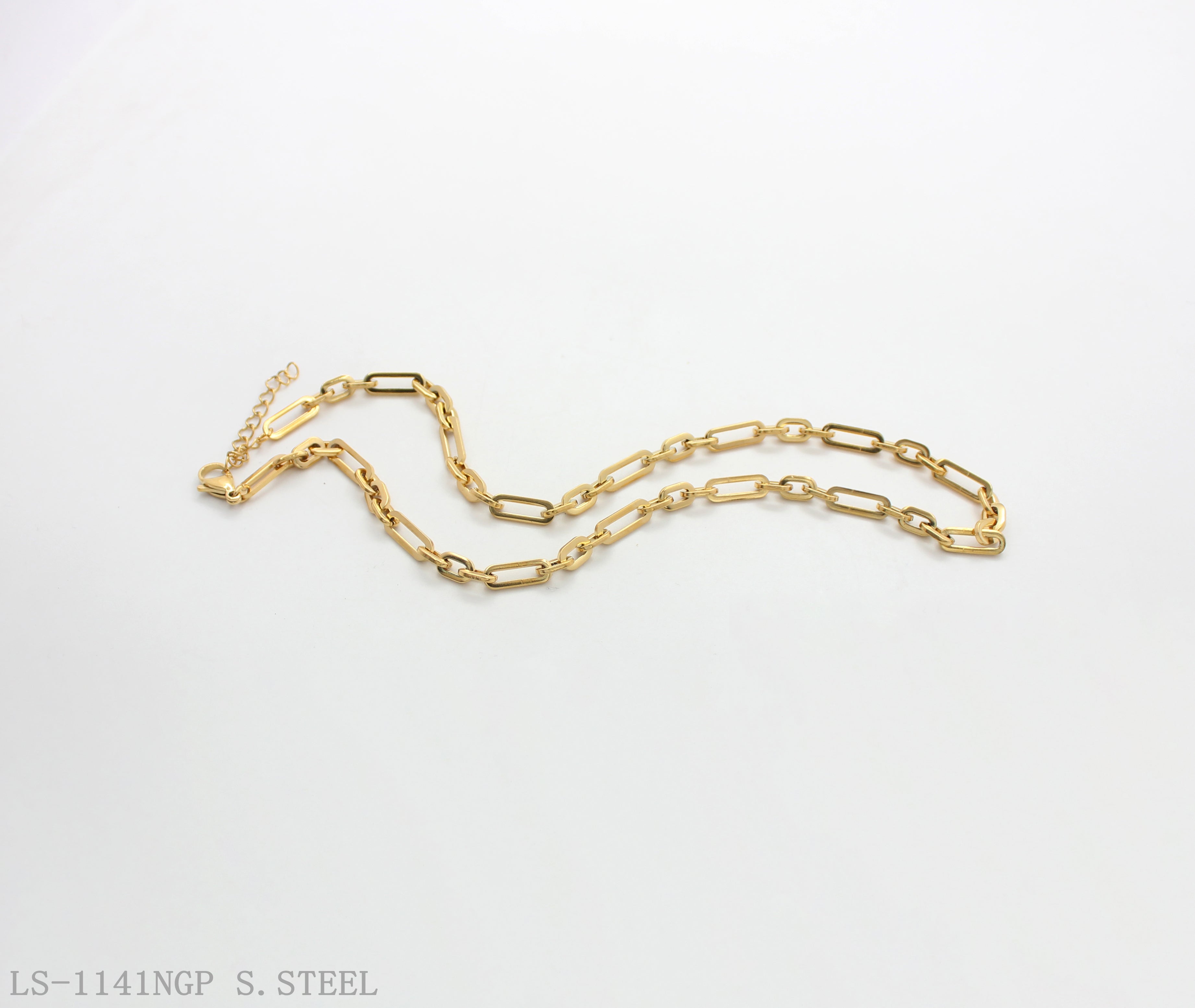 Gradient Long‑Short Mixed‑Size Paperclip Plain Chain Vacuum Gold Plated Stainless Steel Minimalist Necklace | Factory Direct Wholesale