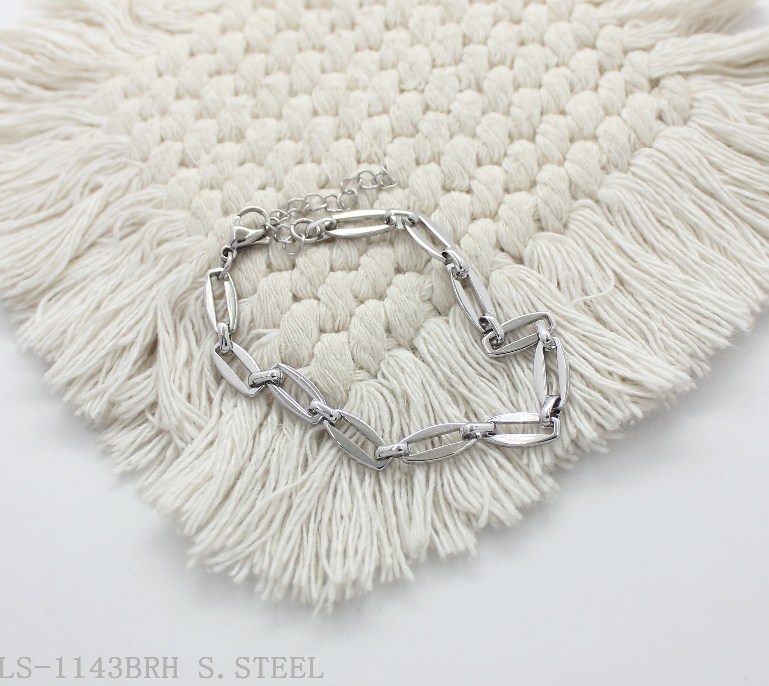 Elongated Paperclip Link Adjustable Stainless Steel Minimalist Bracelet | Factory Direct Wholesale