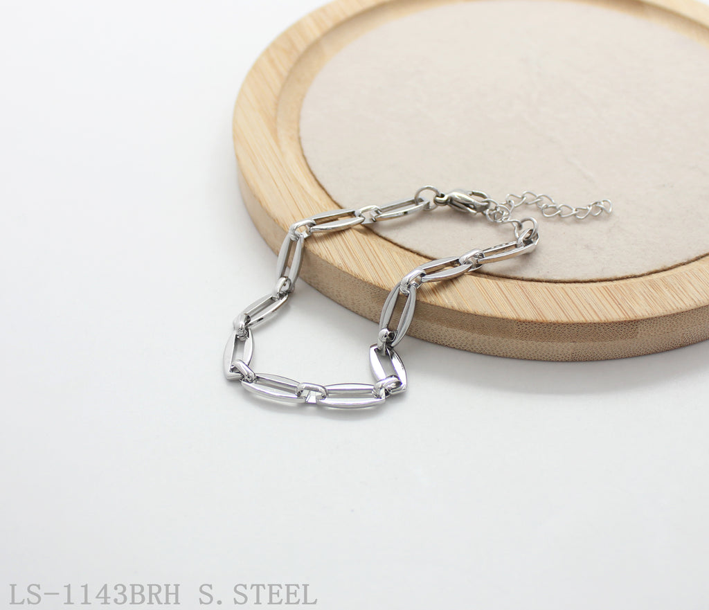 Elongated Paperclip Link Adjustable Stainless Steel Minimalist Bracelet | Factory Direct Wholesale