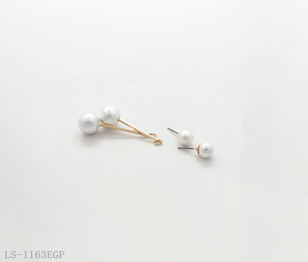 Double Textured Cotton Pearl Linear Drop Earrings with Iron & Copper Imitation Gold Plating | Factory Direct Wholesale