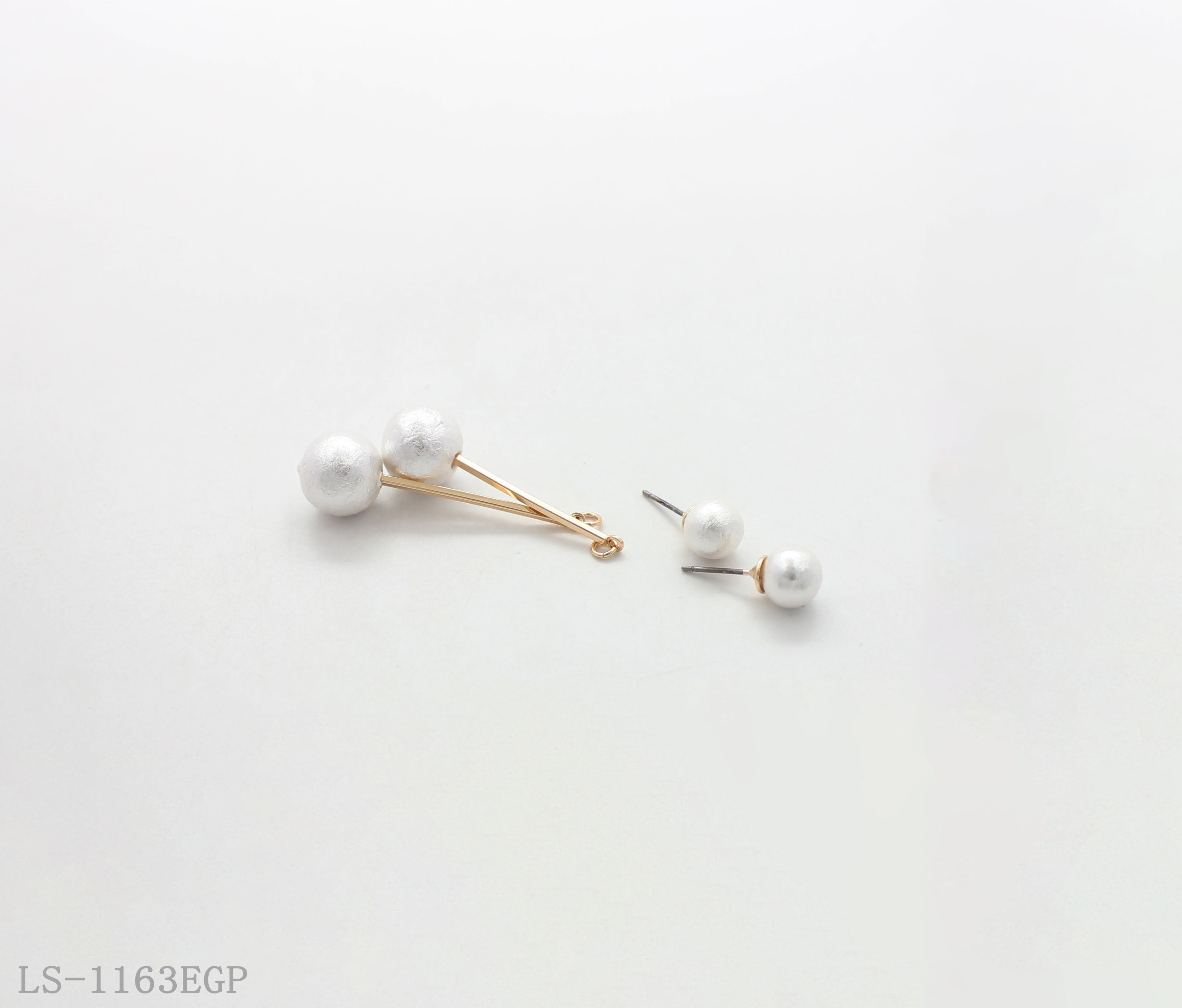 Double Textured Cotton Pearl Linear Drop Earrings with Iron & Copper Imitation Gold Plating | Factory Direct Wholesale