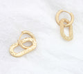 Interlocked Hammer Grain Oval Hoop Drop Earrings | Zinc Alloy Warm Gold Plated Click Closure Women Vintage Matching Series Dangle Earrings Factory Wholesale