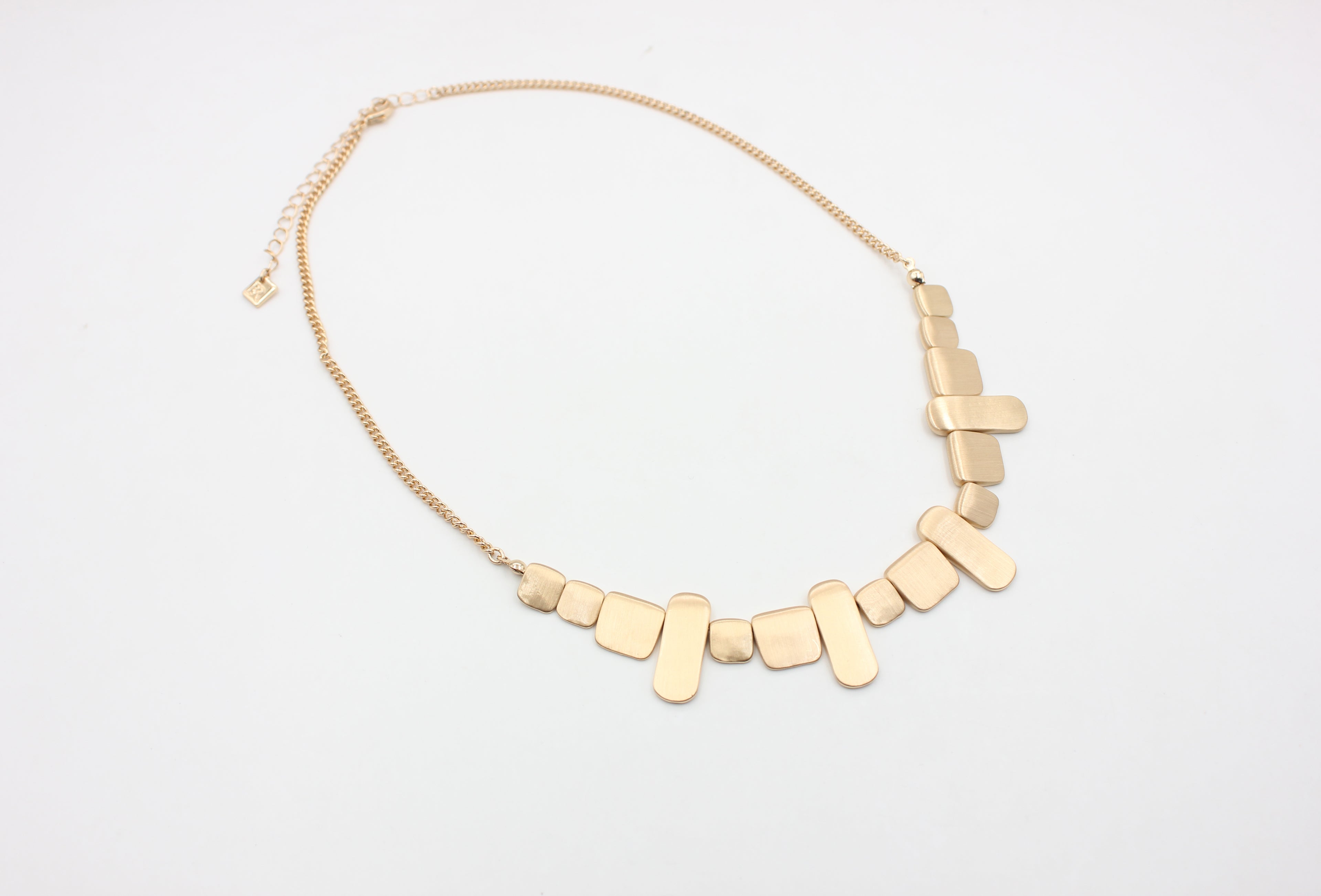 Asymmetrical Brushed Geometric Plate Collar Necklace | Copper Zinc Alloy Matte Gold Plated Lobster Clasp Adjustable Women Minimal Statement Neck Chain Factory Wholesale