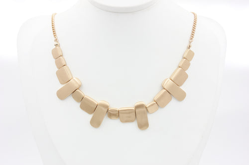 Asymmetrical Brushed Geometric Plate Collar Necklace | Copper Zinc Alloy Matte Gold Plated Lobster Clasp Adjustable Women Minimal Statement Neck Chain Factory Wholesale