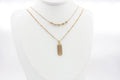 Dual Layer Bead Bar & Brushed Dog Tag Necklace | Copper Zinc Alloy Matte Brushed Gold Plated Adjustable Women Matching Series Stacking Neck Chain Factory Wholesale