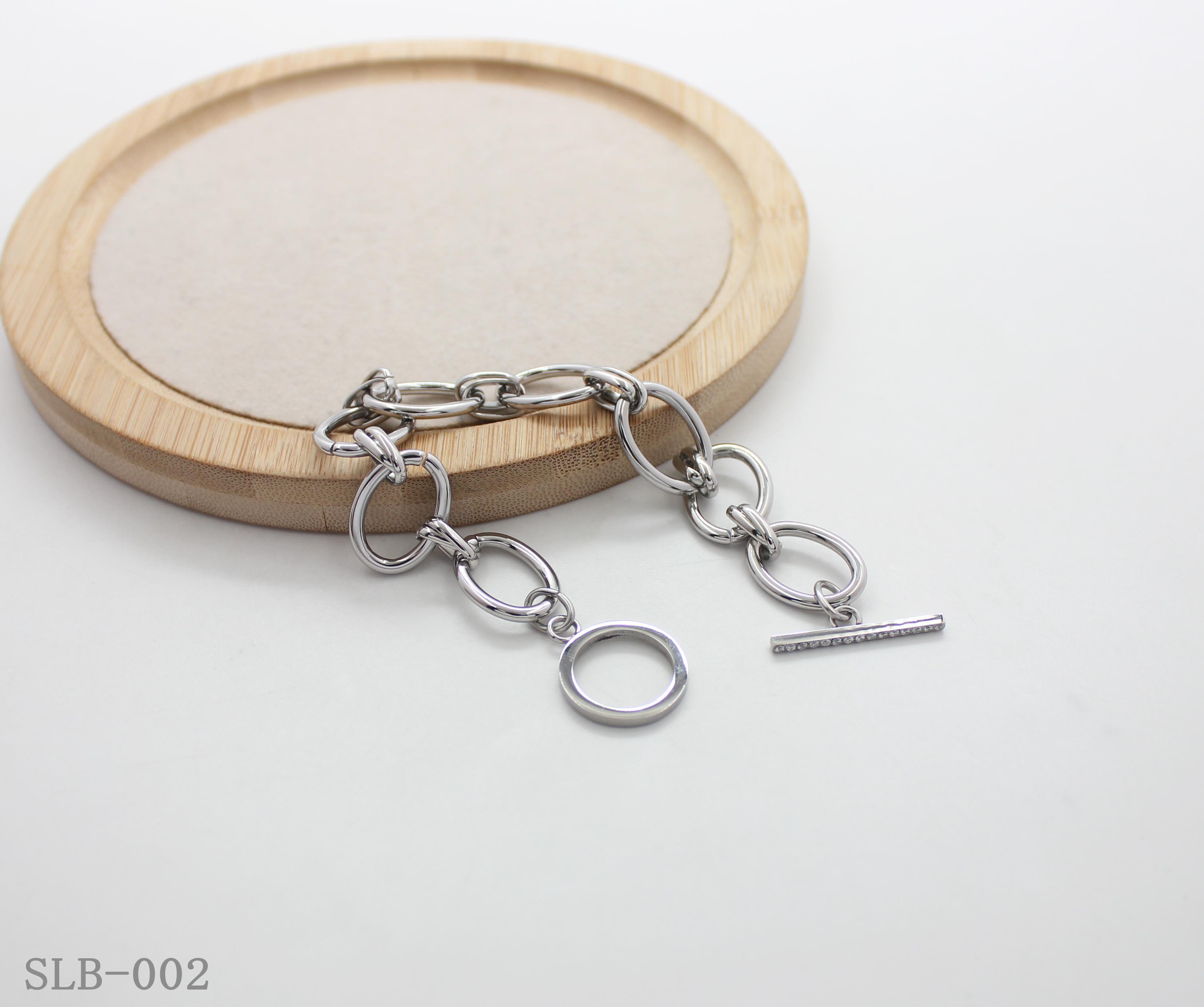 Polished Oval Link with Crystal-Embellished OT Clasp Stainless Steel 20cm Bracelet | Factory Direct Wholesale