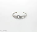 Smooth Interlock Oval Ring Open Cuff Bangle | Solid Stainless Steel Vacuum Ion Silver Plated Minimalist Adjustable Women Stacking Wrist Bracelet Factory Wholesale