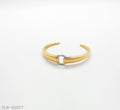 Contrast Silver Interlock Ring Two-Tone Open Cuff Bangle | Solid Stainless Steel Dual Vacuum Plated Glossy Gold Adjustable Women Stacking Wrist Bracelet Factory Wholesale