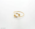 Dual Teardrop Crystal Accent Split Open Cuff Bangle | Solid Stainless Steel Vacuum Ion Gold Plated Adjustable Women Fashion Stacking Wrist Bracelet Factory Wholesale