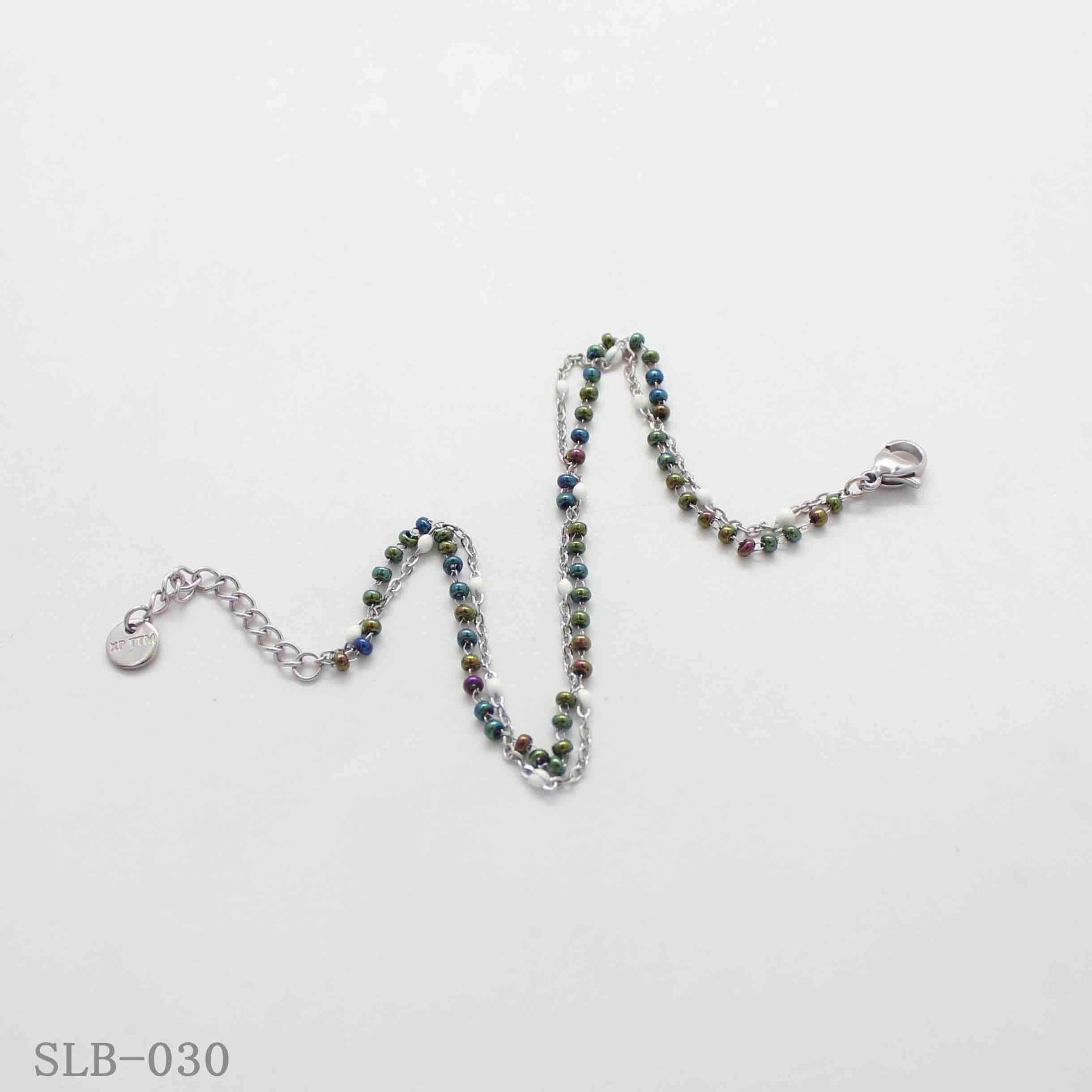 Scattered Iridescent Mini Bead Double Layer Bracelet | Solid Stainless Steel Vacuum Ion Silver Plated Lobster Clasp Adjustable Women Bohemian Stacking Wrist Chain Factory Wholesale