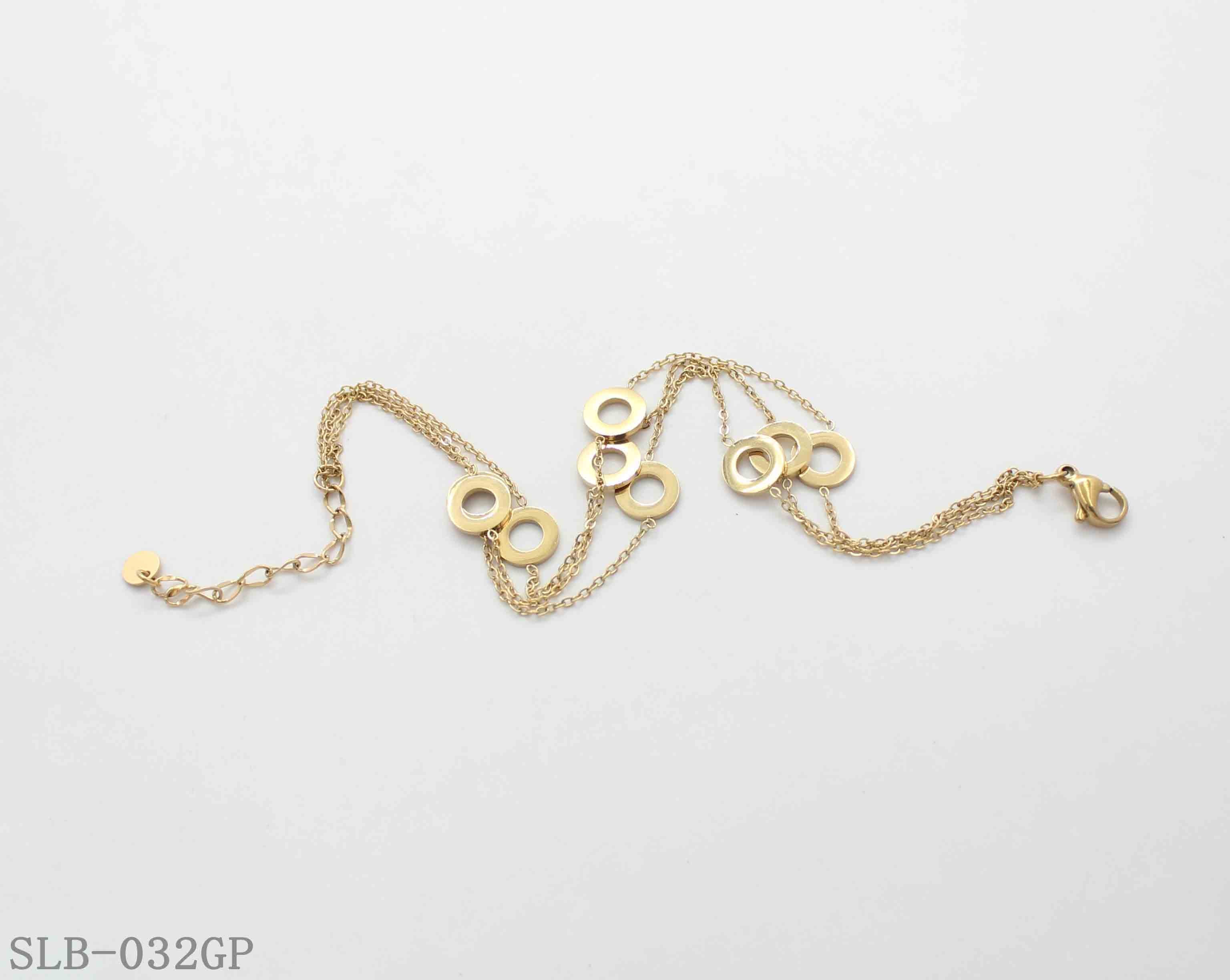 Staggered Multi-Hollow Circle Double Layer Bracelet | Solid Stainless Steel Vacuum Ion Gold Plated Lobster Clasp Adjustable Women Geometric Stacking Wrist Chain Factory Wholesale