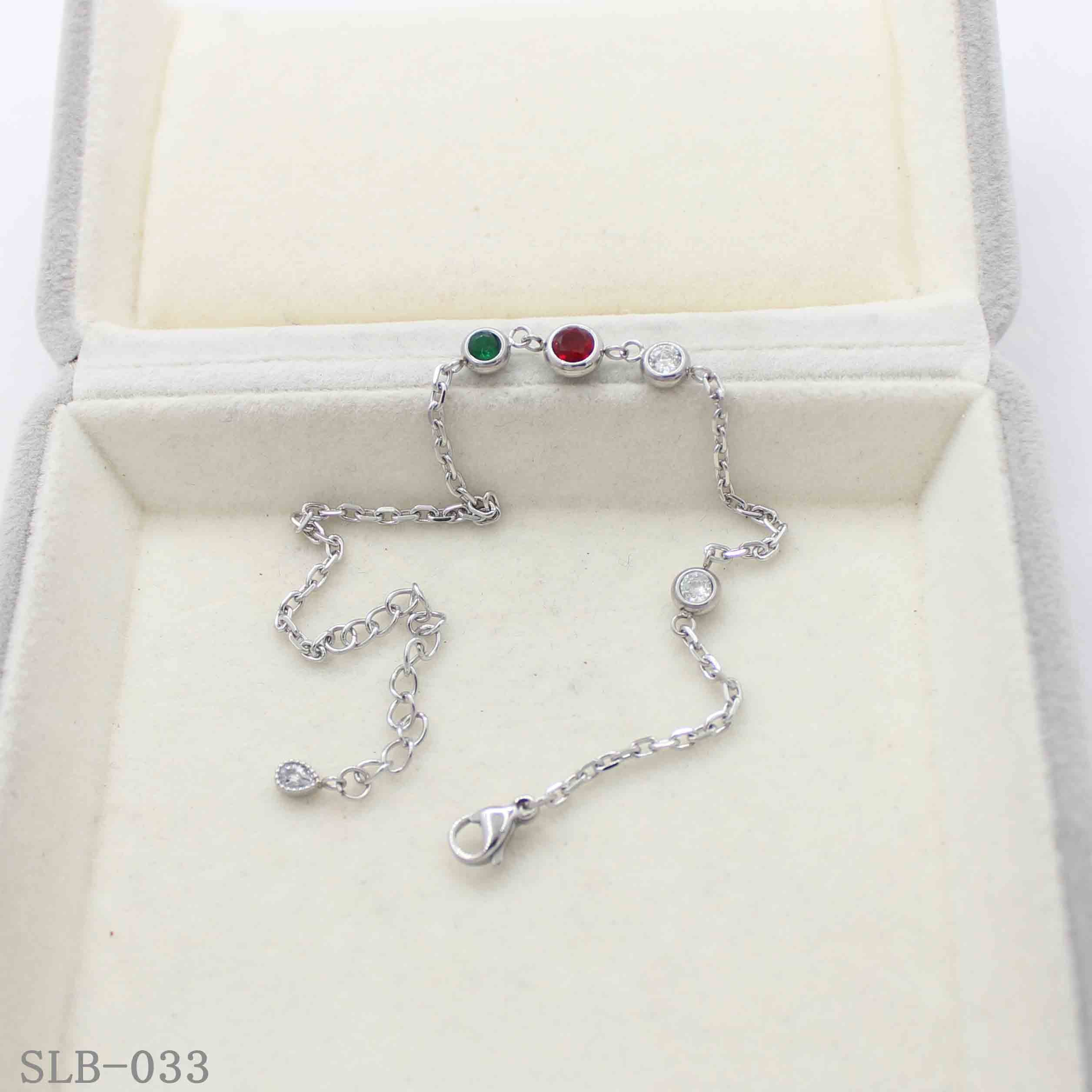 Mixed Tricolor Round Synthetic Gem Dainty Cable Bracelet | Solid Stainless Steel Vacuum Ion Silver Plated Lobster Clasp Adjustable Women Minimal Stack Wrist Chain Factory Wholesale