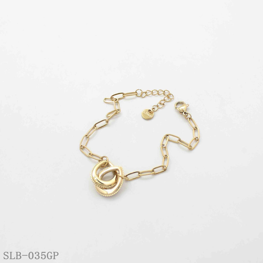 Contrast Two-Tone Interlock Oval Charm Paperclip Bracelet | Solid Stainless Steel Dual Vacuum Plated Lobster Clasp Adjustable Women Geometric Stacking Wrist Chain Factory Wholesale
