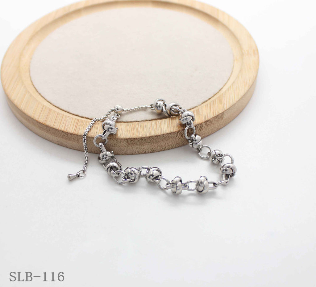 Textured Knotted Ball Link Sliding Adjustable Stainless Steel Statement Bracelet | Factory Direct Wholesale
