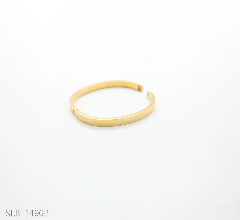 Mini Star Vertical Line Engraved Thin Spring Snap Cuff Bangle | Solid Stainless Steel Vacuum Ion Gold Plated Adjustable Women Stacking Wrist Bracelet Factory Wholesale