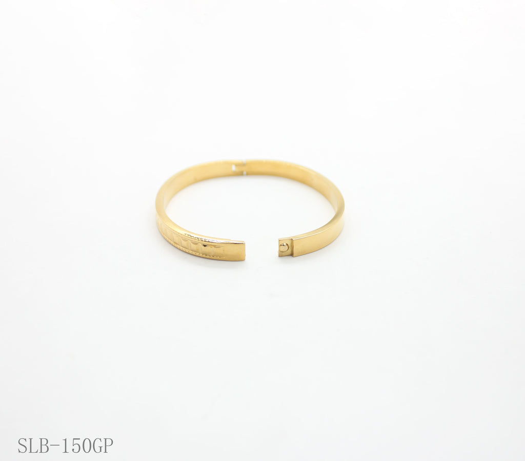 Delicate Scale Engraved Thin Spring Snap Bangle | Solid Stainless Steel Vacuum Ion Gold Plated Lightweight Adjustable Women Stacking Wrist Cuff Factory Wholesale