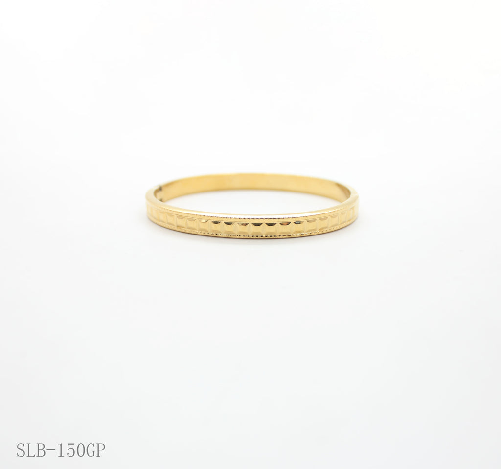Delicate Scale Engraved Thin Spring Snap Bangle | Solid Stainless Steel Vacuum Ion Gold Plated Lightweight Adjustable Women Stacking Wrist Cuff Factory Wholesale
