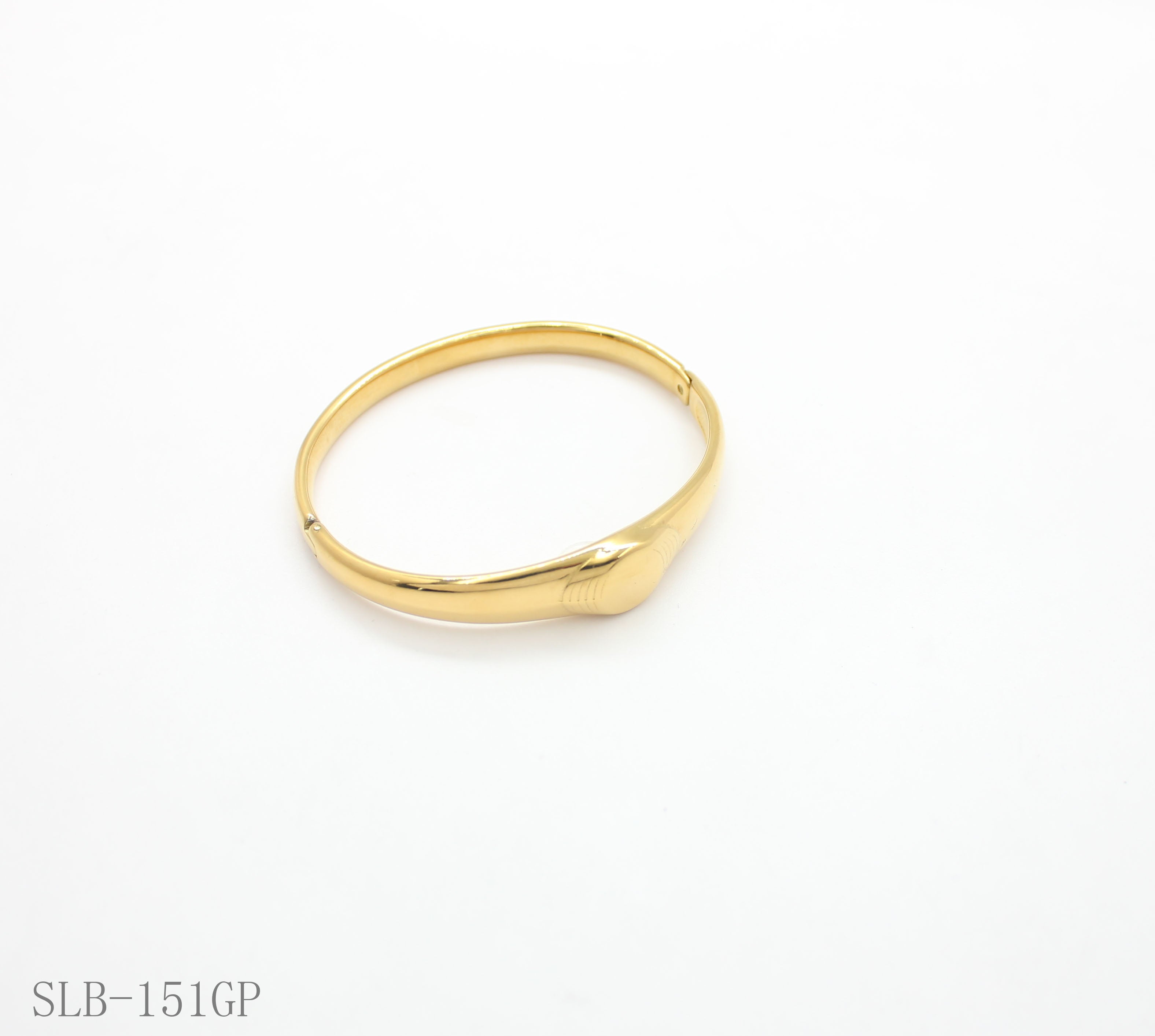 Sculptural Water Drop Convex Spring Snap Bangle | Solid Stainless Steel Vacuum Ion Gold Plated Smooth Glossy Adjustable Women Stacking Wrist Cuff Factory Wholesale