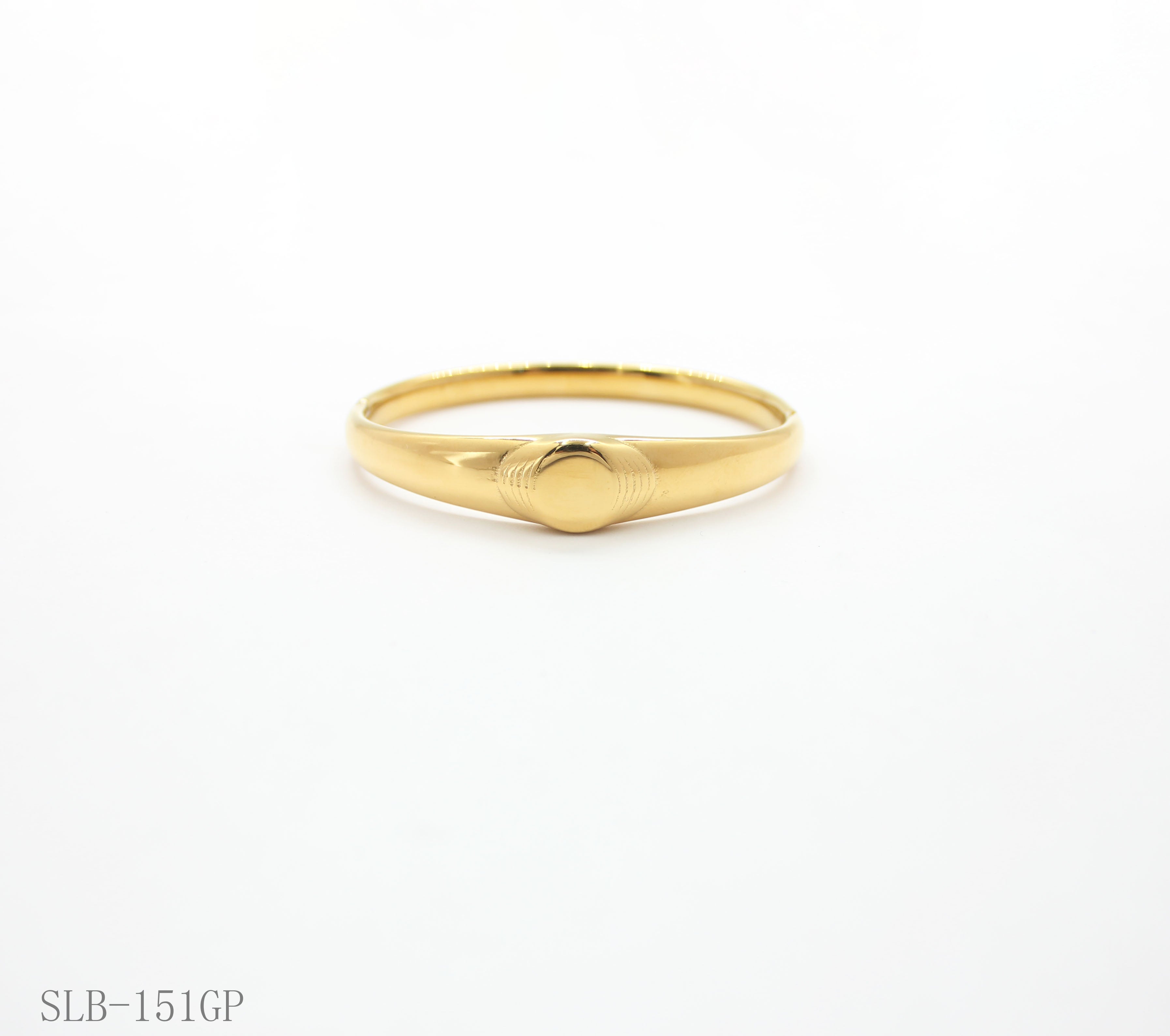 Sculptural Water Drop Convex Spring Snap Bangle | Solid Stainless Steel Vacuum Ion Gold Plated Smooth Glossy Adjustable Women Stacking Wrist Cuff Factory Wholesale