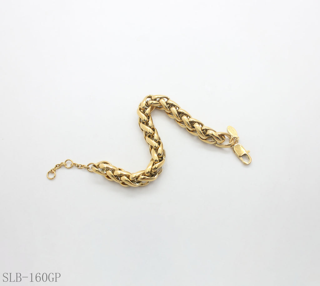 Solid Chunky Polished Cuban Link Bracelet | Solid Stainless Steel Vacuum Ion Gold Plated Lobster Clasp Adjustable Women Heavy Statement Stacking Wrist Chain Factory Wholesale