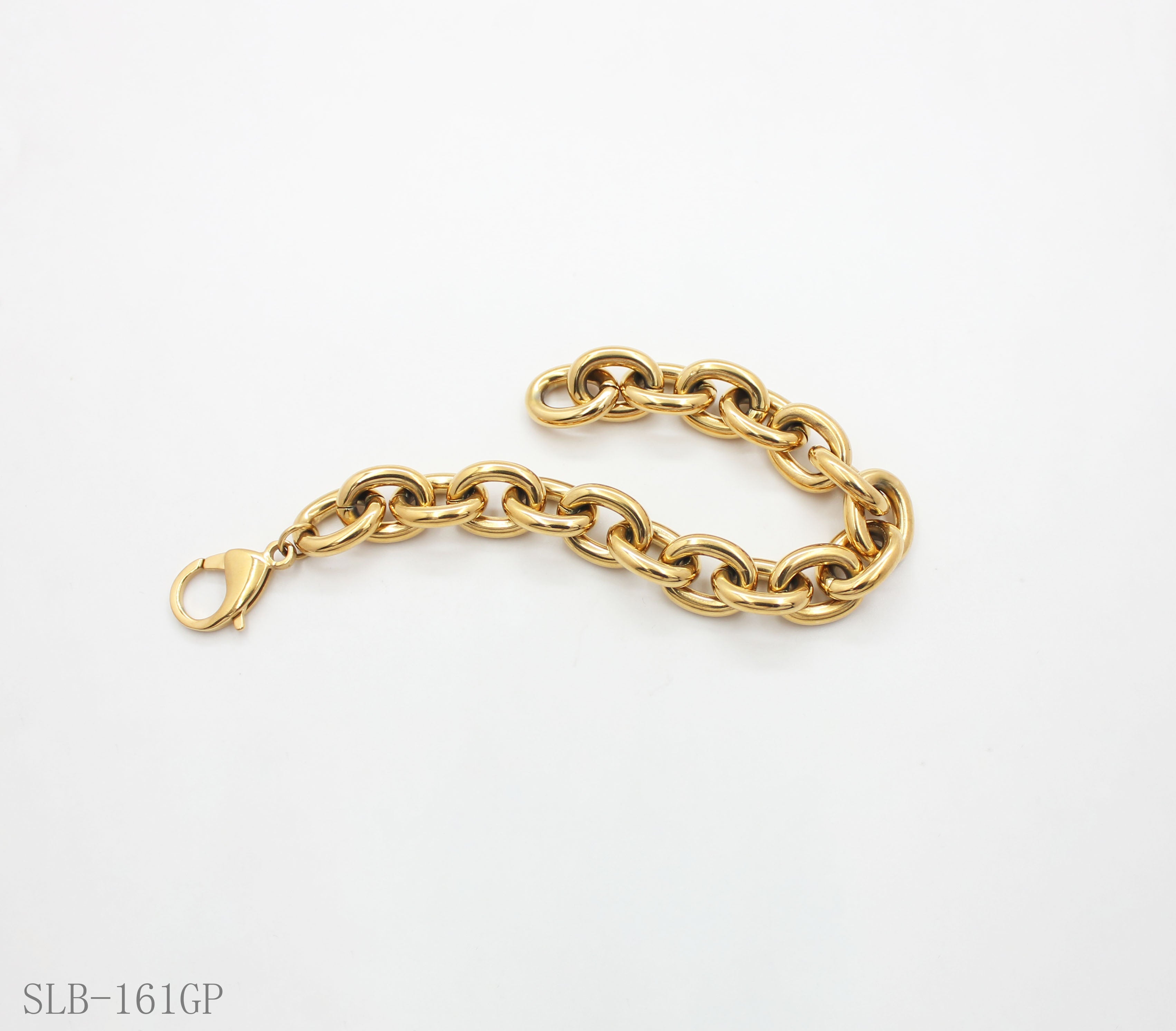Solid Chunky Large Oval O Interlock Link Bracelet | Solid Stainless Steel Vacuum Ion Gold Plated Lobster Clasp Adjustable Unisex Heavy Statement Stacking Wrist Chain Factory Wholesale