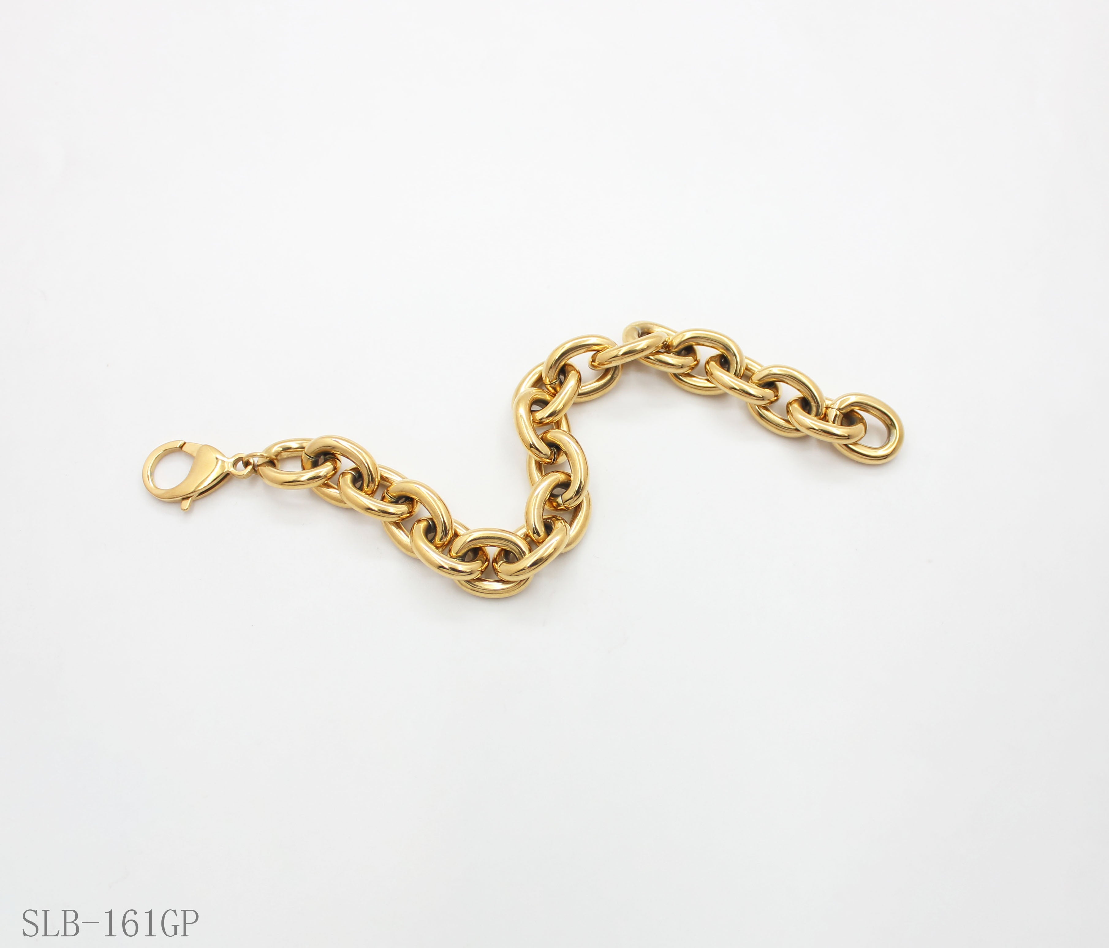 Solid Chunky Large Oval O Interlock Link Bracelet | Solid Stainless Steel Vacuum Ion Gold Plated Lobster Clasp Adjustable Unisex Heavy Statement Stacking Wrist Chain Factory Wholesale