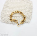 Solid Chunky Large Oval O Interlock Link Bracelet | Solid Stainless Steel Vacuum Ion Gold Plated Lobster Clasp Adjustable Unisex Heavy Statement Stacking Wrist Chain Factory Wholesale