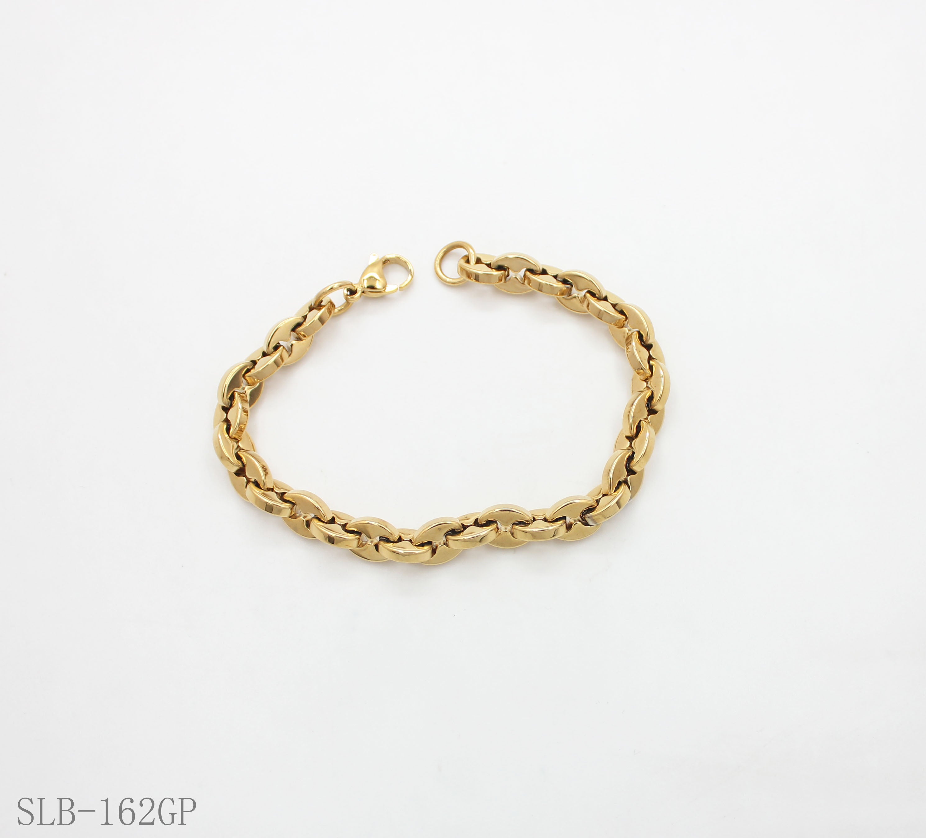 Flat Continuous Oval Interlock Link Bracelet | Solid Stainless Steel Vacuum Ion Gold Plated Lobster Clasp Adjustable Women Light Stacking Wrist Chain Factory Wholesale