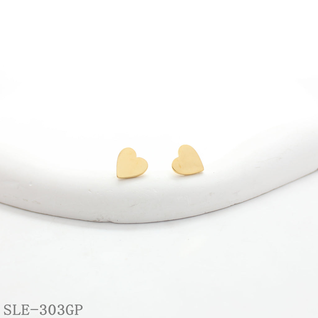 Minimalist Vacuum Gold Plated Stainless Steel Heart Stud Earrings | Factory Direct Wholesale