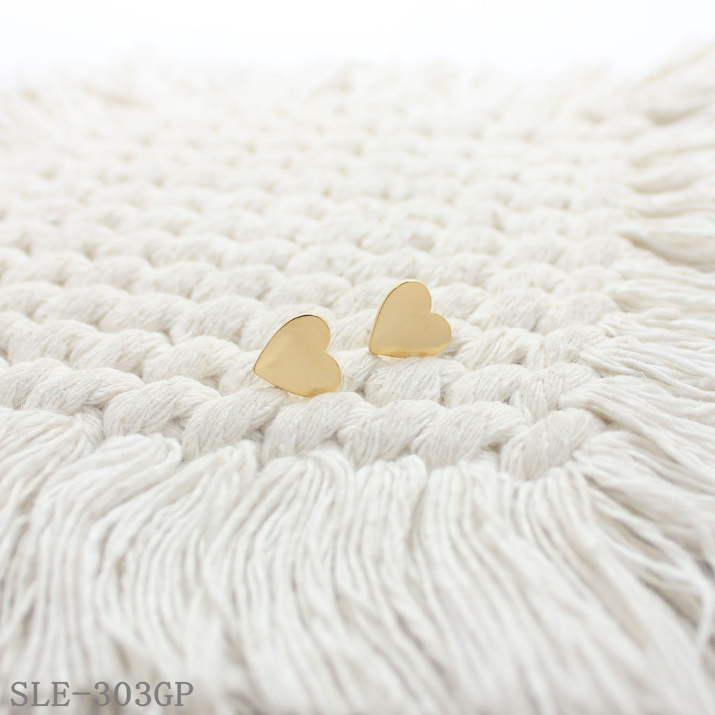 Minimalist Vacuum Gold Plated Stainless Steel Heart Stud Earrings | Factory Direct Wholesale