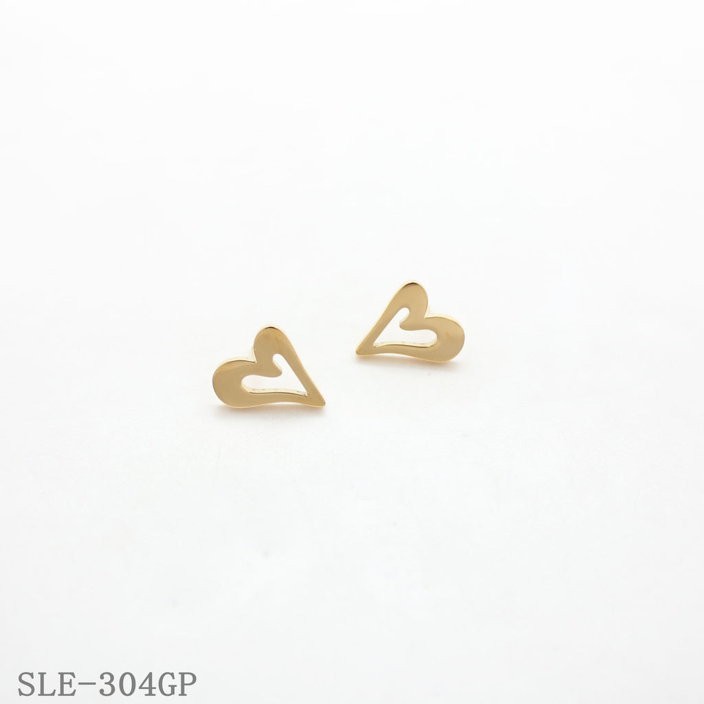 Contemporary Line Design Open Heart Stainless Steel Stud Earrings | Factory Direct Wholesale