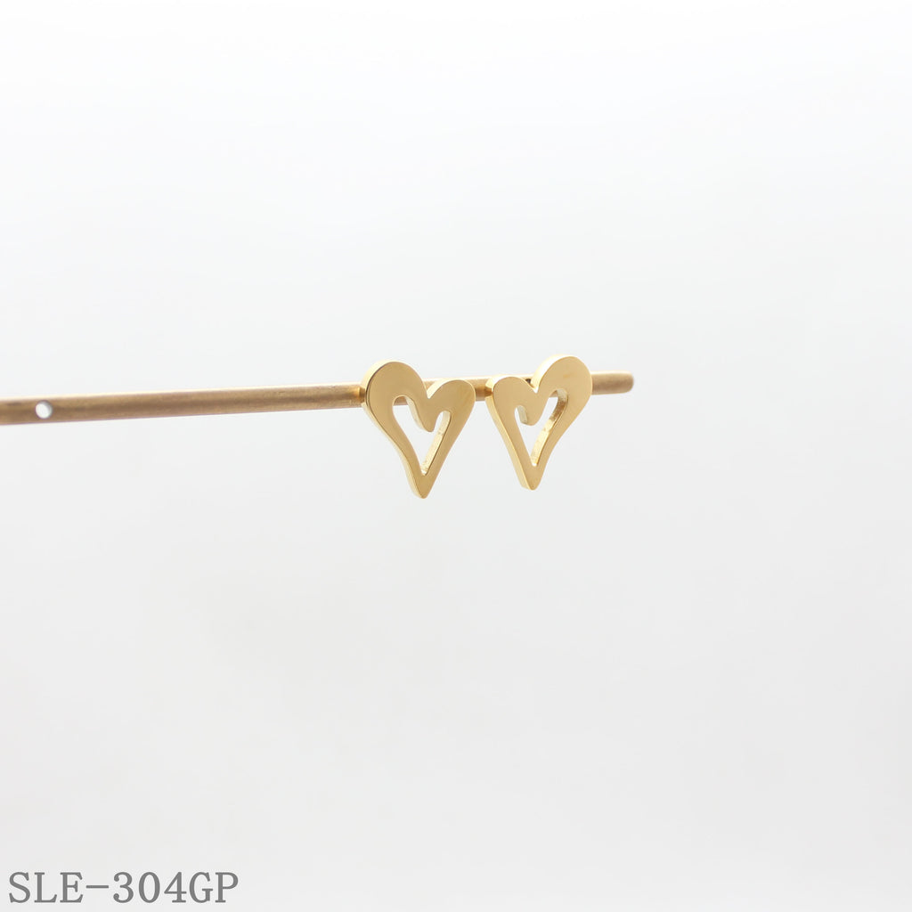 Contemporary Line Design Open Heart Stainless Steel Stud Earrings | Factory Direct Wholesale