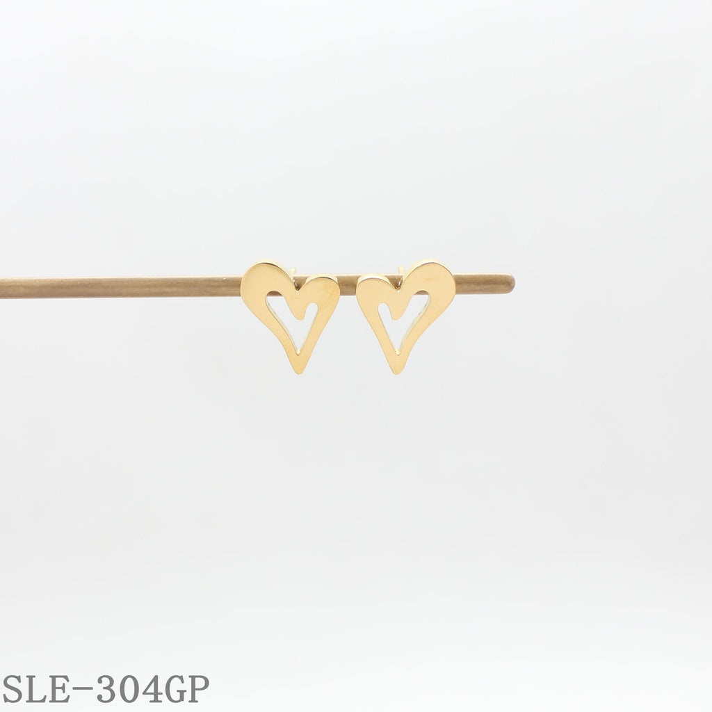 Contemporary Line Design Open Heart Stainless Steel Stud Earrings | Factory Direct Wholesale