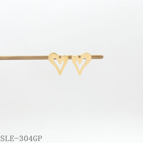 Contemporary Line Design Open Heart Stainless Steel Stud Earrings | Factory Direct Wholesale