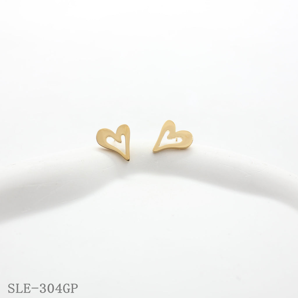 Contemporary Line Design Open Heart Stainless Steel Stud Earrings | Factory Direct Wholesale