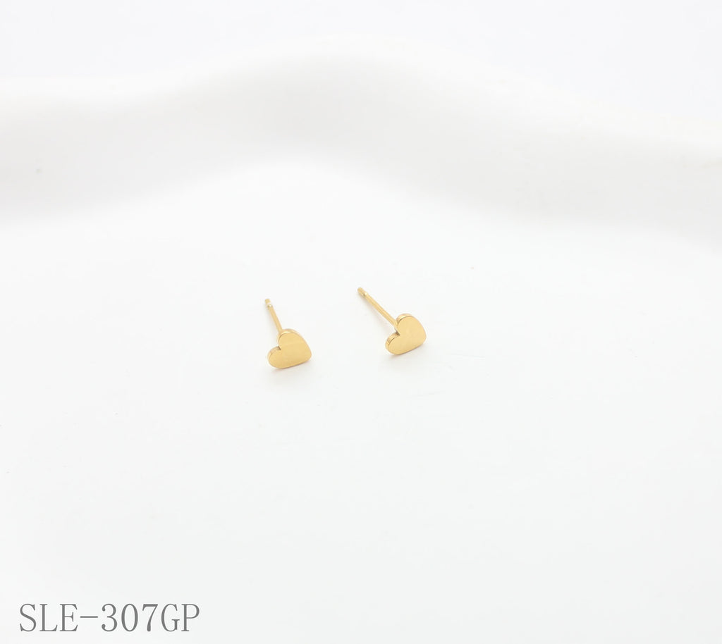 Tiny Smooth Polished Heart-Shaped Gold-Plated Stainless Steel Minimal Stud Earrings | Factory Direct Wholesale