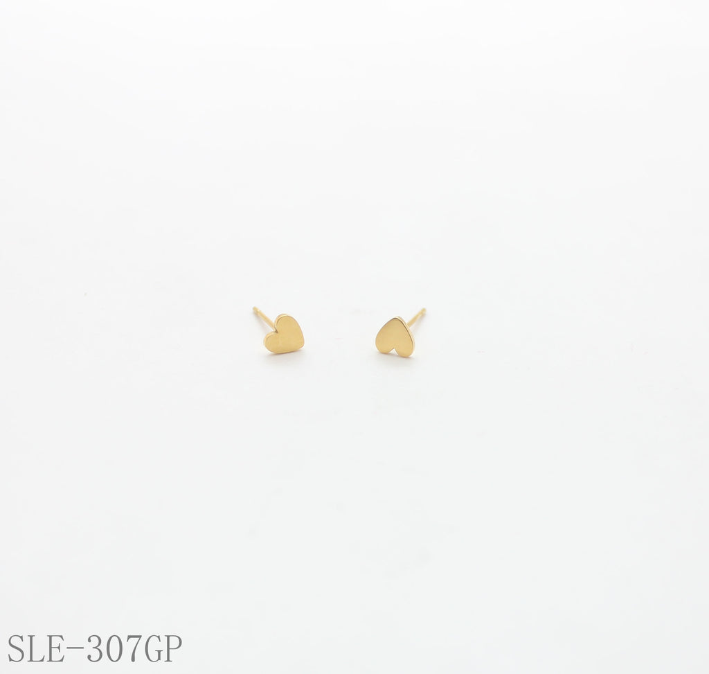 Tiny Smooth Polished Heart-Shaped Gold-Plated Stainless Steel Minimal Stud Earrings | Factory Direct Wholesale