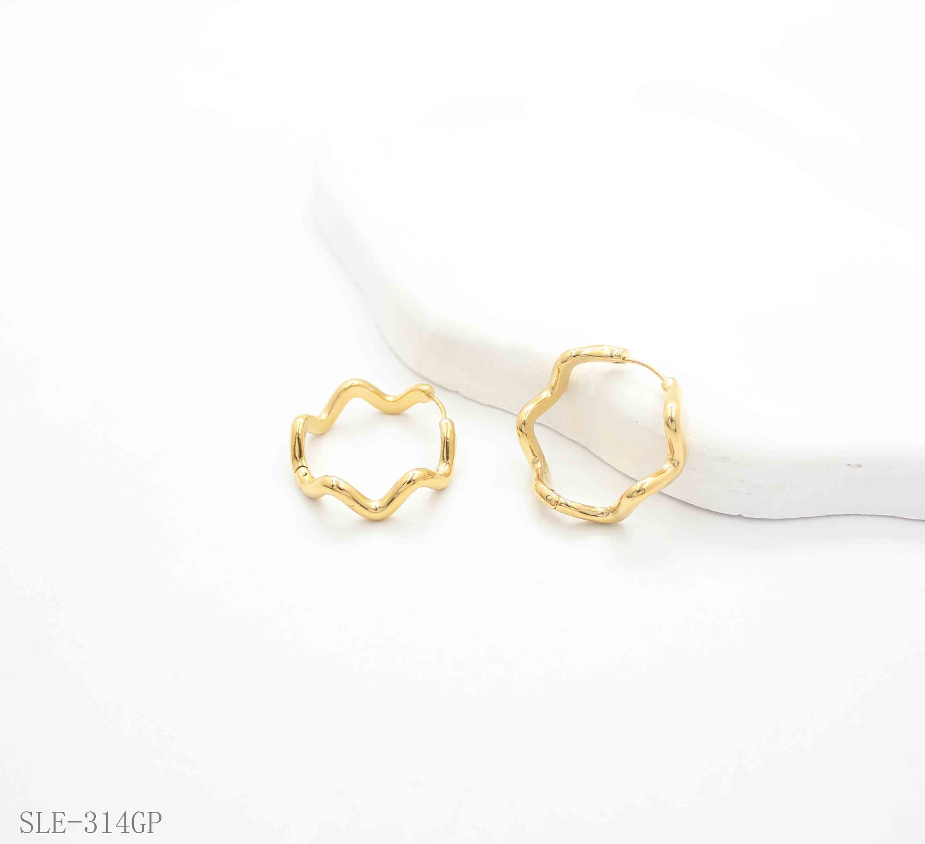 Irregular Wavy Contour Open Hoop Gold-Plated Stainless Steel Sculptural Earrings | Factory Direct Wholesale