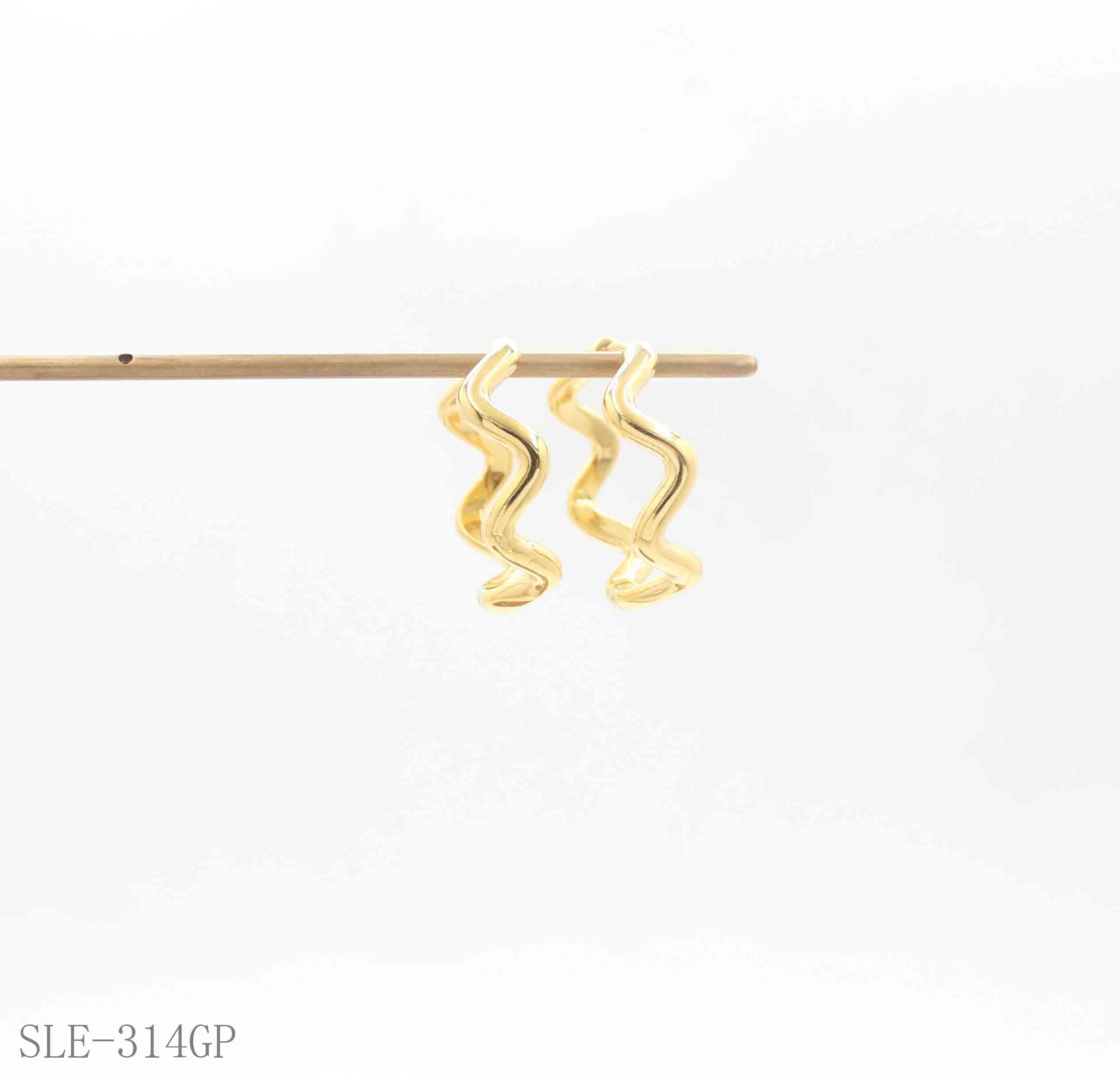 Irregular Wavy Contour Open Hoop Gold-Plated Stainless Steel Sculptural Earrings | Factory Direct Wholesale