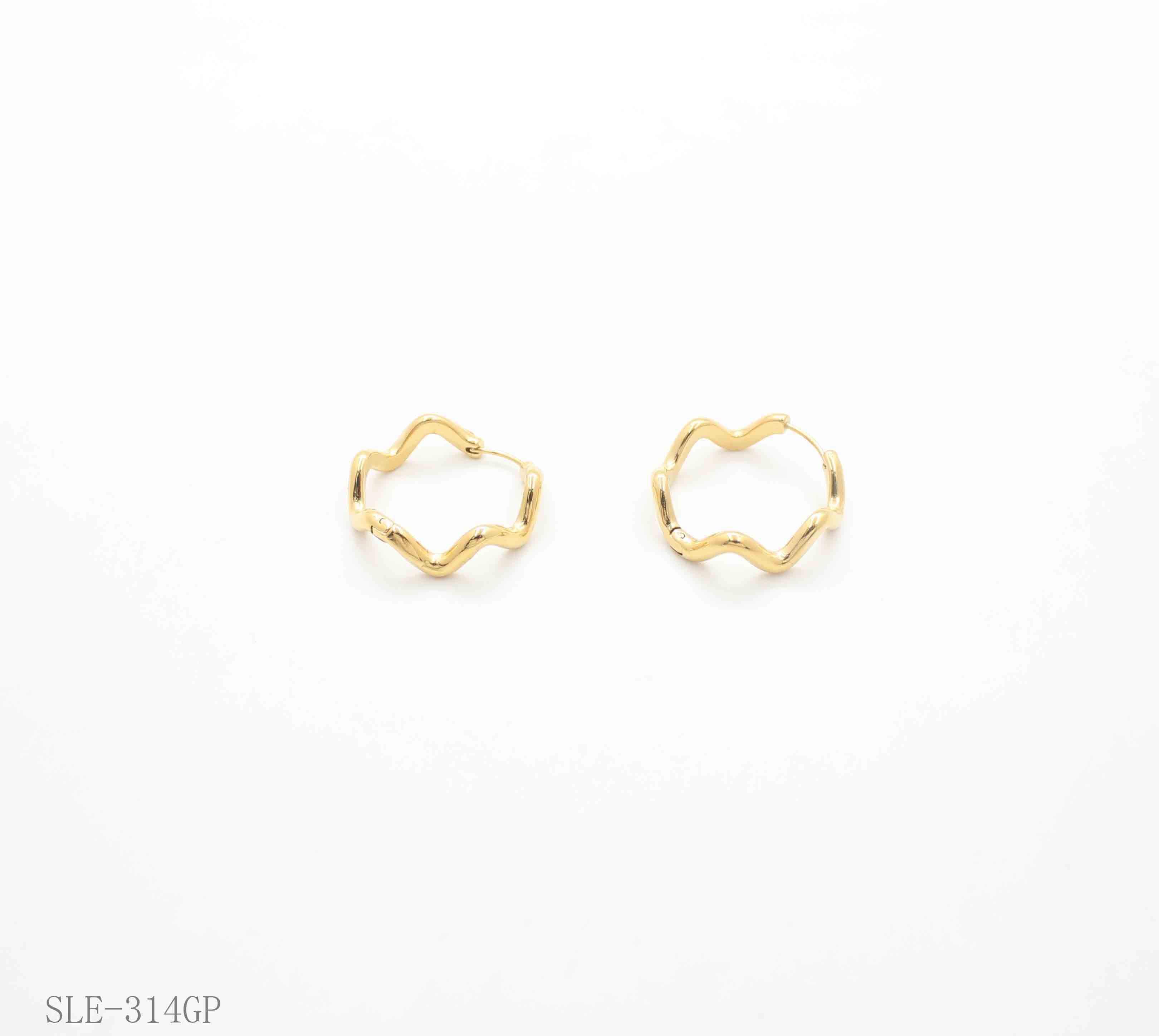 Irregular Wavy Contour Open Hoop Gold-Plated Stainless Steel Sculptural Earrings | Factory Direct Wholesale