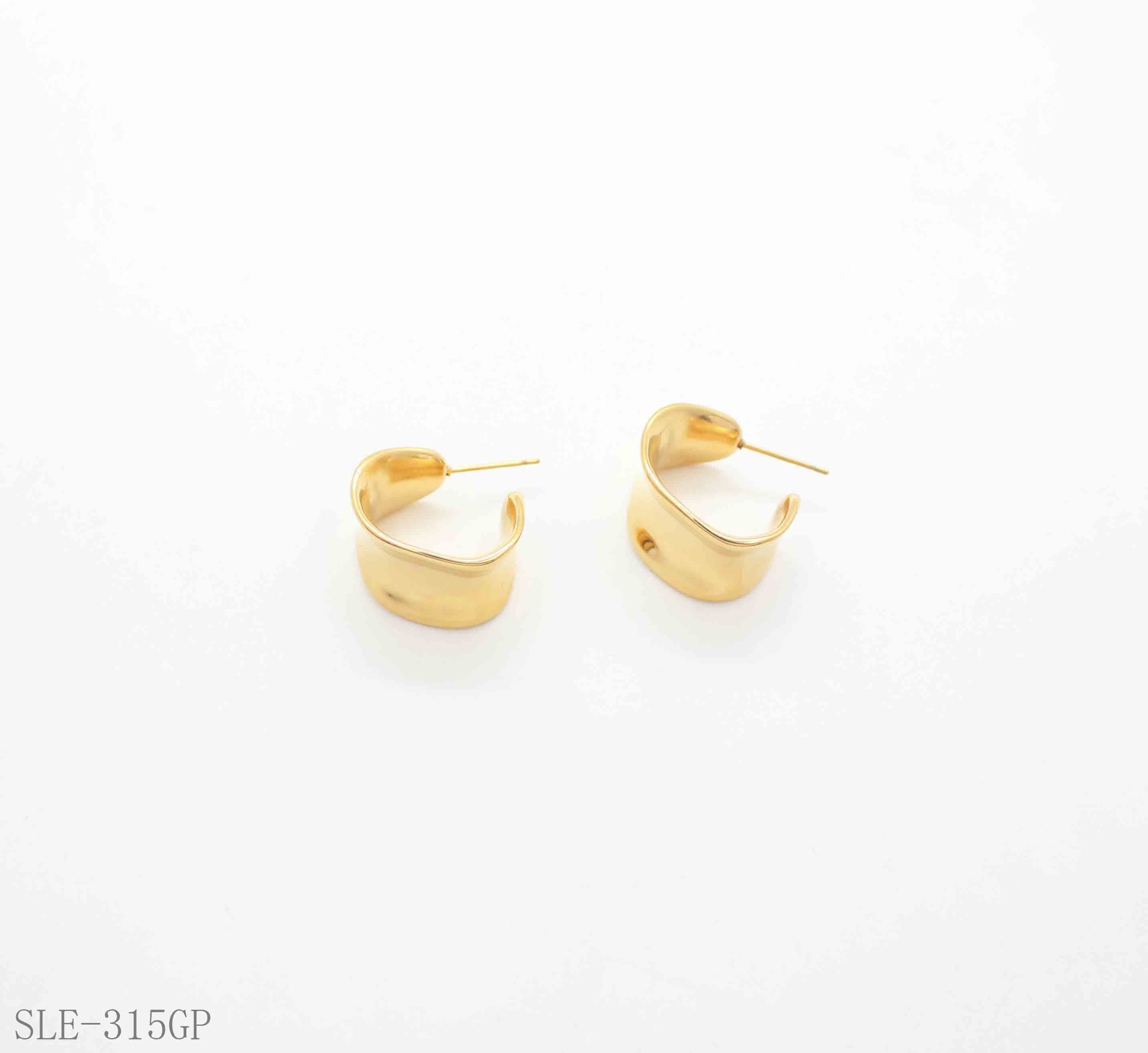 Organic Hammered Wide-Band Cuff Gold-Plated Stainless Steel Statement Earrings | Factory Direct Wholesale