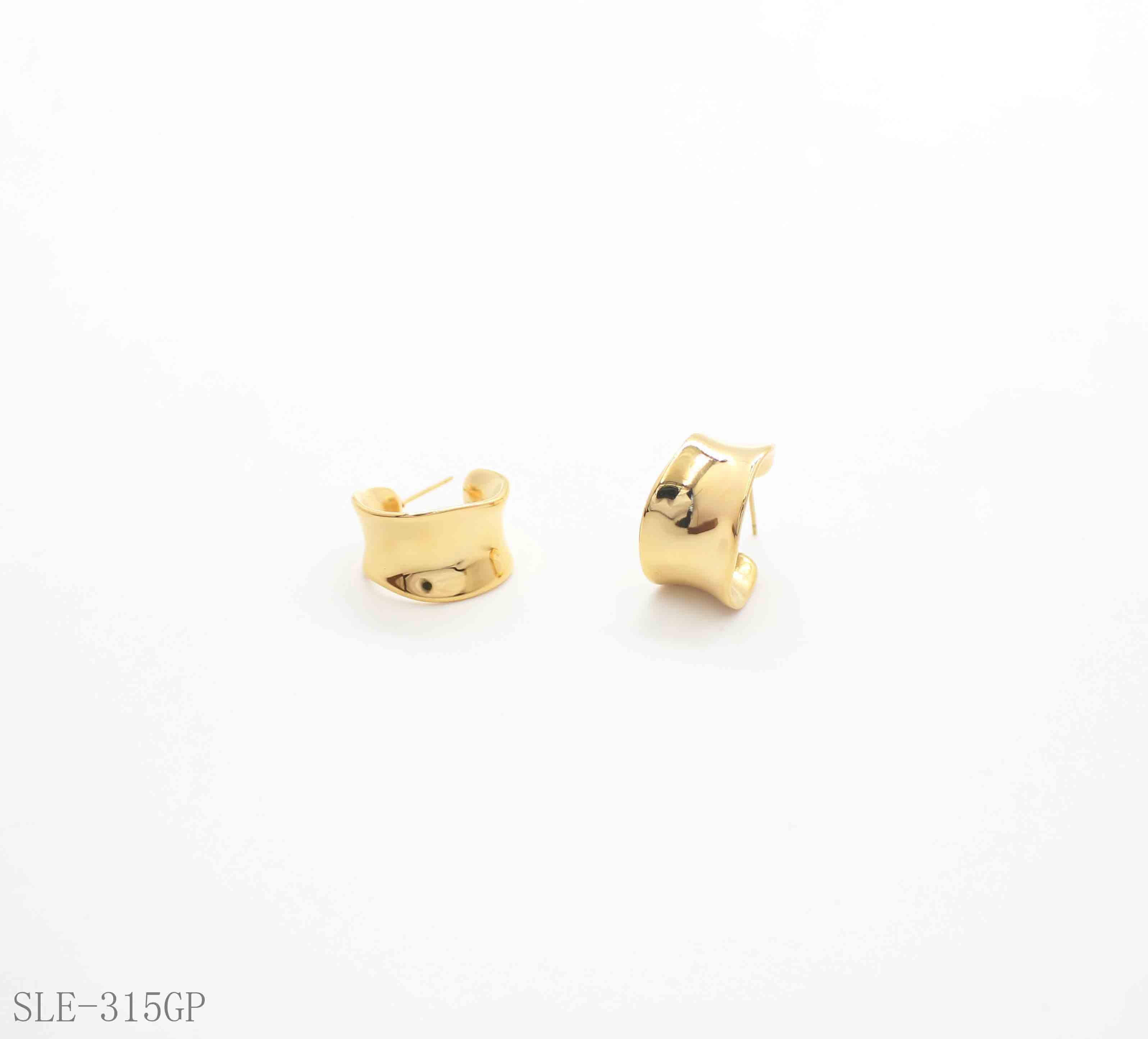 Organic Hammered Wide-Band Cuff Gold-Plated Stainless Steel Statement Earrings | Factory Direct Wholesale