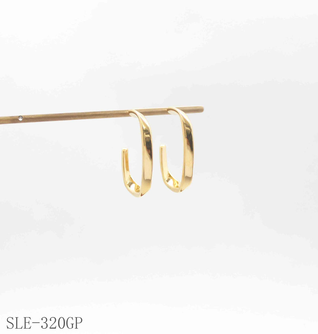 Geometric Hammered Square Open C-Hoop Gold-Plated Stainless Steel Minimalist Earrings | Factory Direct Wholesale