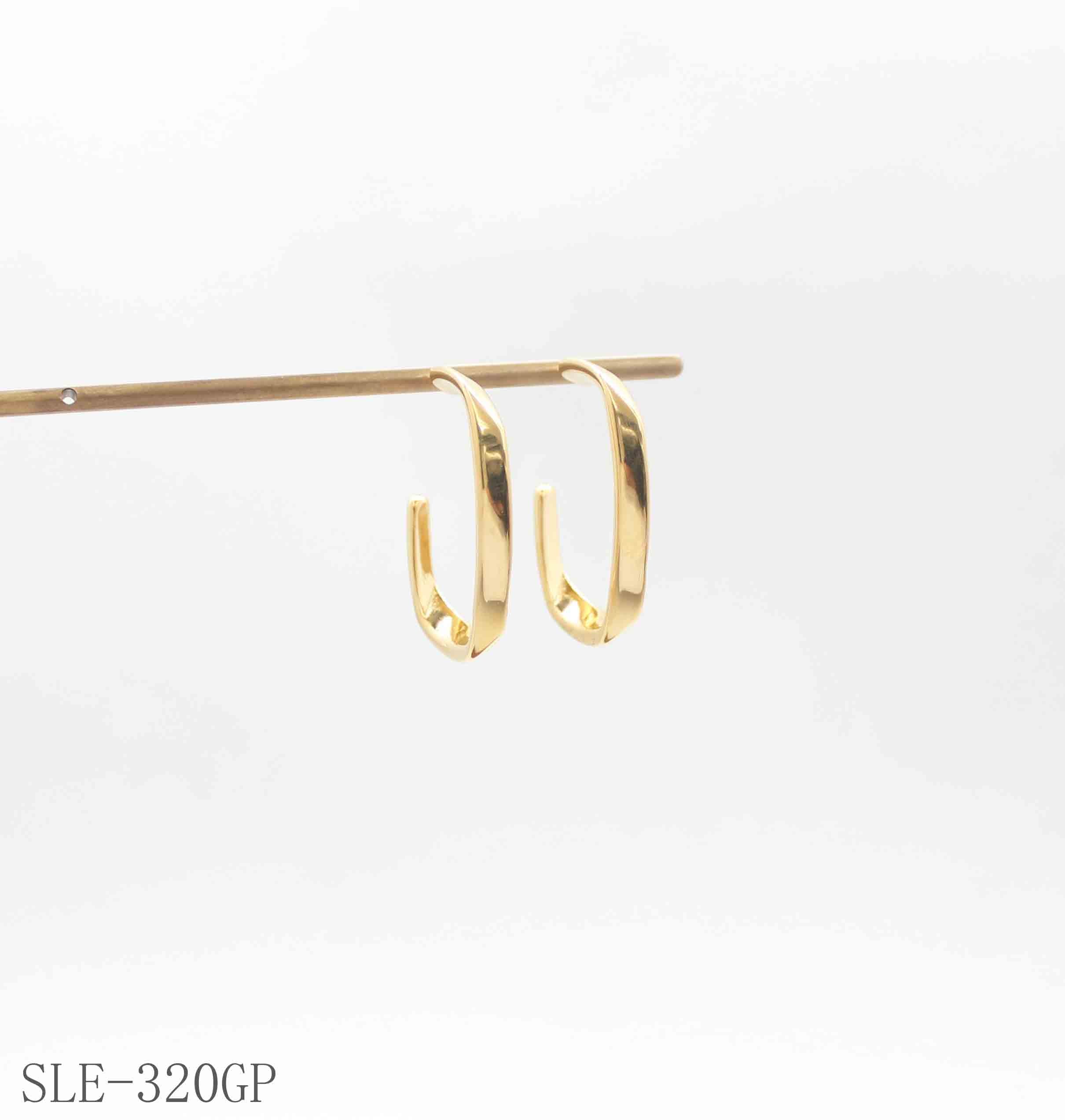 Geometric Hammered Square Open C-Hoop Gold-Plated Stainless Steel Minimalist Earrings | Factory Direct Wholesale
