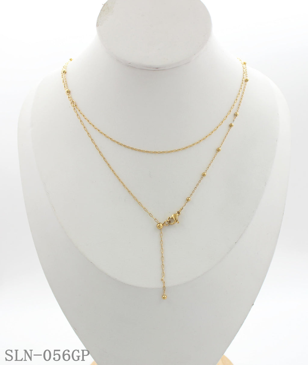 Dual-Style Station Ball Bead Convertible Adjustable Sweater Layering Stainless Steel Necklace | Factory Direct Wholesale