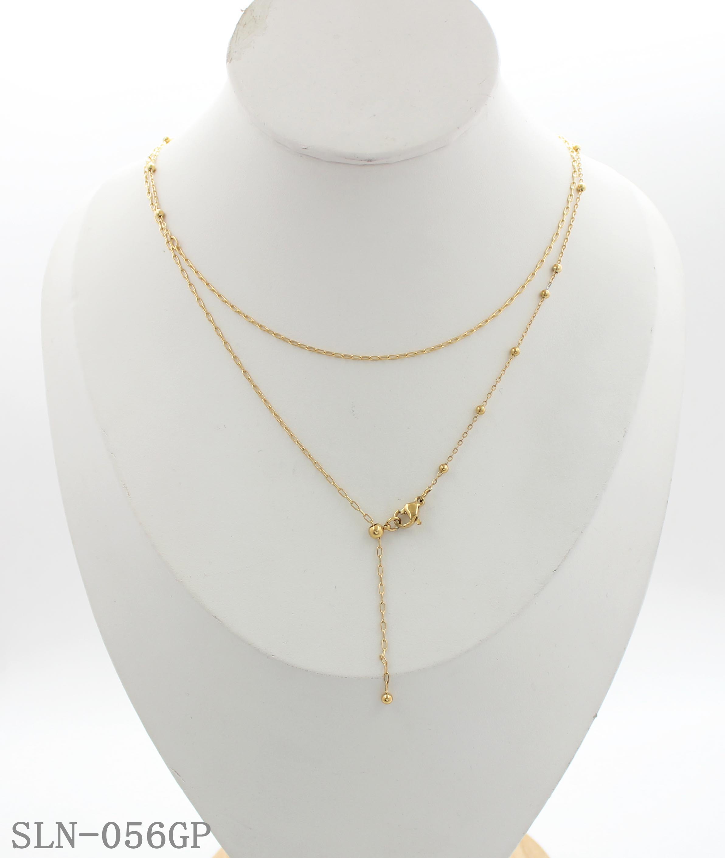 Dual-Style Station Ball Bead Convertible Adjustable Sweater Layering Stainless Steel Necklace | Factory Direct Wholesale