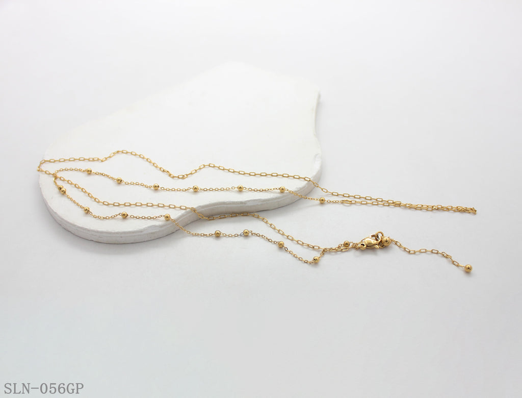 Dual-Style Station Ball Bead Convertible Adjustable Sweater Layering Stainless Steel Necklace | Factory Direct Wholesale