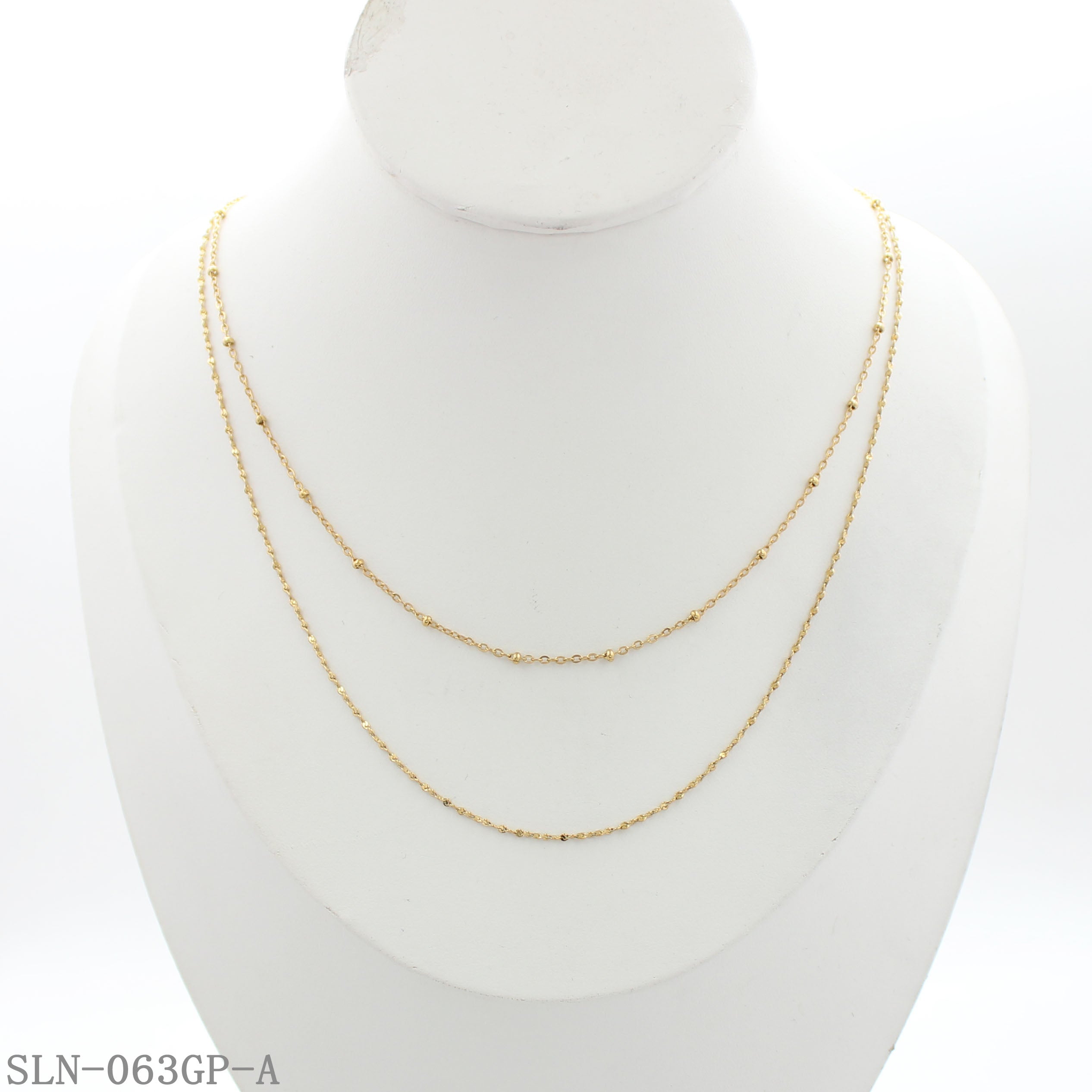 Two‑Style Ultra‑Thin Dotted Beaded Satellite Chain Vacuum Gold Plated Stainless Steel Everyday Stacking Necklace | Factory Direct Wholesale