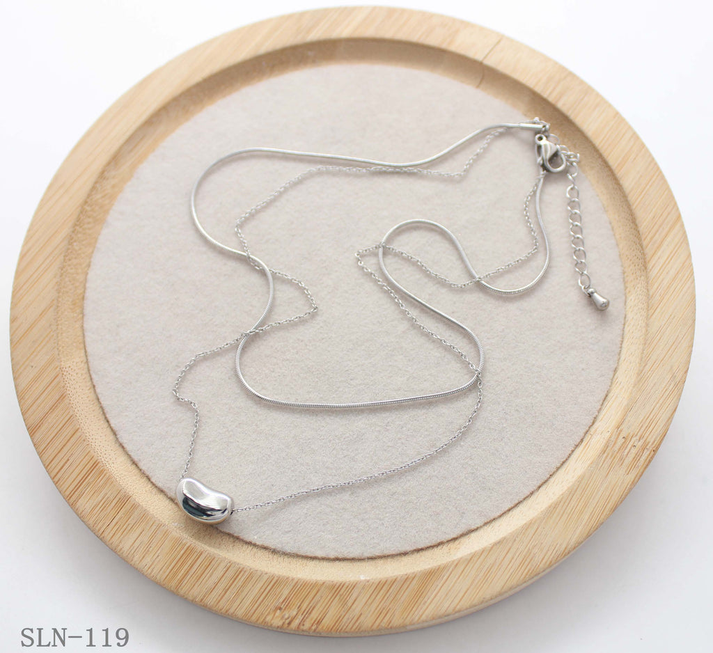 Double Layer Bean Drop Snake Cable Chain Stainless Steel Layering Necklace | Factory Direct Wholesale