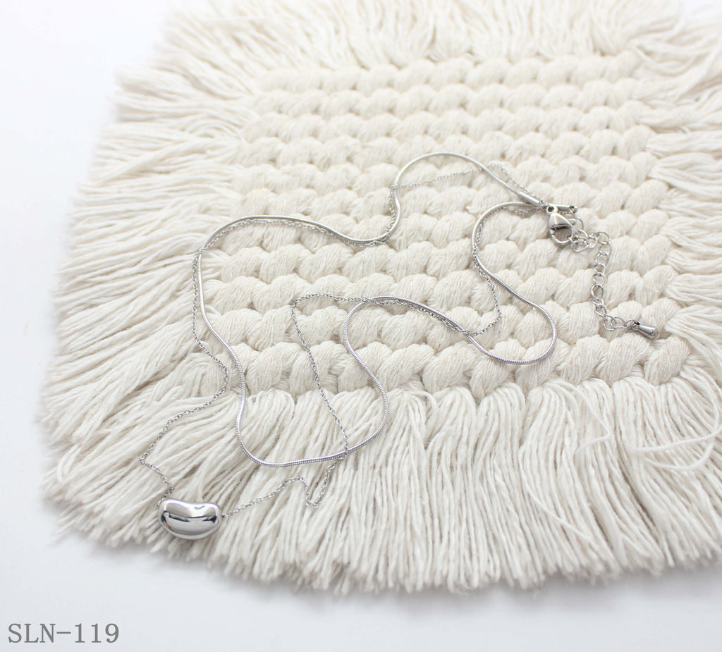 Double Layer Bean Drop Snake Cable Chain Stainless Steel Layering Necklace | Factory Direct Wholesale